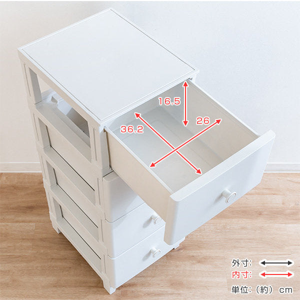 チェストコンベッソ幅34×奥行44.5×高さ87.5cm4段プラスチックルームス日本製