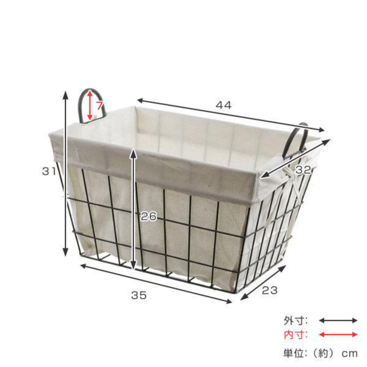 ランドリーバスケット布付きランドリーバスケット角型バスケット洗濯かご