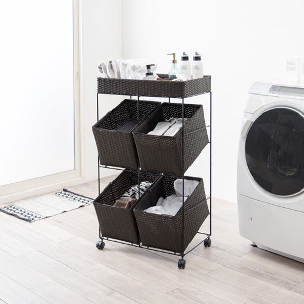 ランドリーラック 3段 ランドリーワゴン ランドリーバスケット