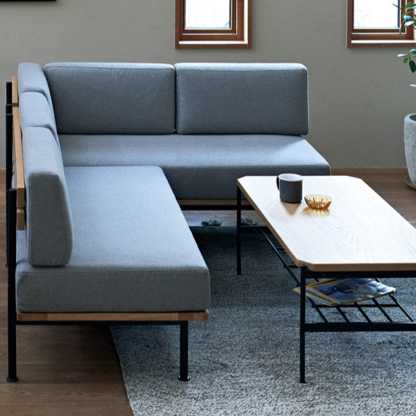 ソファグラム2人掛け木製天然木ファブリックスチール脚