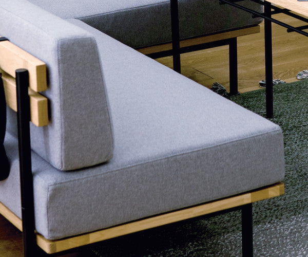 ソファグラム2人掛け木製天然木ファブリックスチール脚