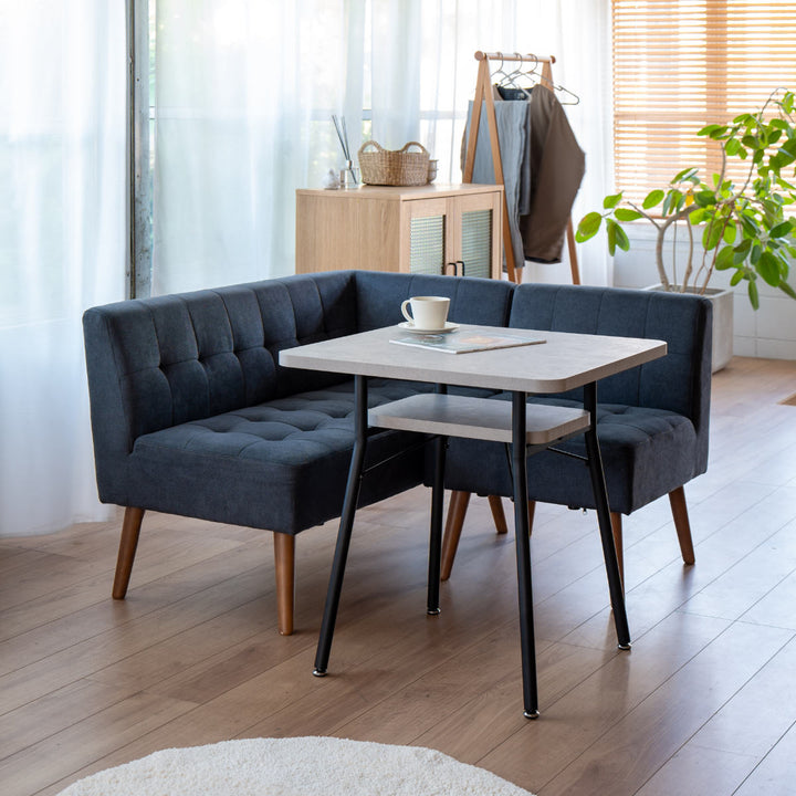 ソファミルド幅121cm左肘2人掛け木製ファブリックダイニングソファーひじ掛け片肘