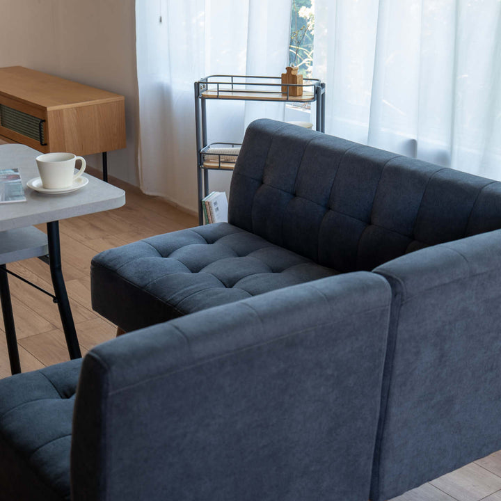 ソファミルド幅121cm左肘2人掛け木製ファブリックダイニングソファーひじ掛け片肘