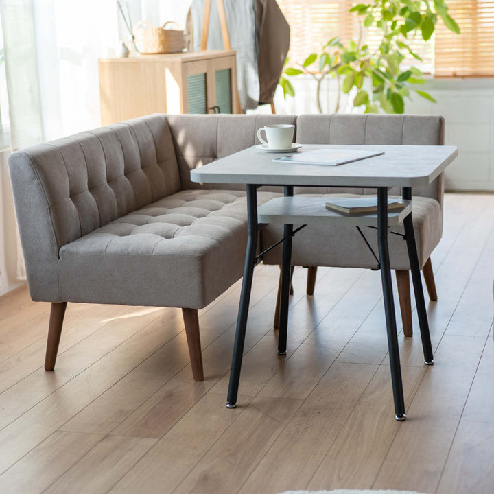 ソファミルド幅121cm左肘2人掛け木製ファブリックダイニングソファーひじ掛け片肘