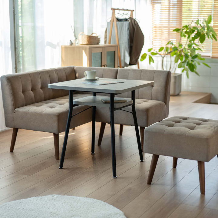 ソファミルド幅121cm左肘2人掛け木製ファブリックダイニングソファーひじ掛け片肘