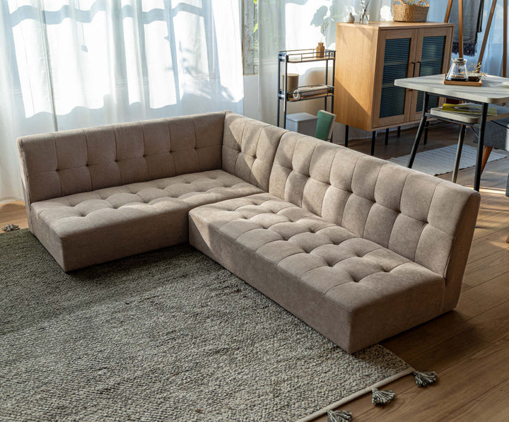 ソファミルド幅110cm2人掛け木製ファブリックダイニングソファー