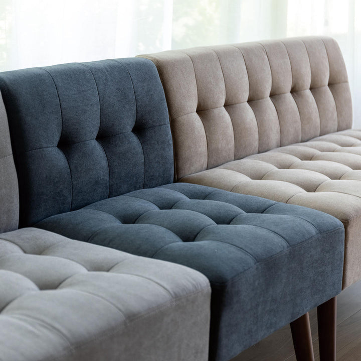 ソファミルド幅110cm2人掛け木製ファブリックダイニングソファー