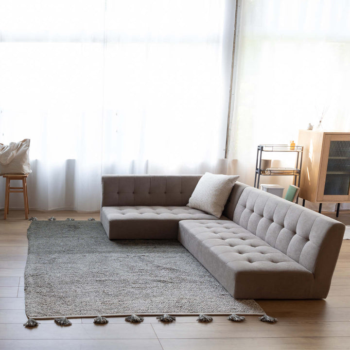 ソファミルド幅110cm2人掛け木製ファブリックダイニングソファー