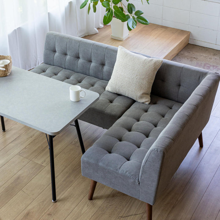 ソファミルド幅110cm2人掛け木製ファブリックダイニングソファー