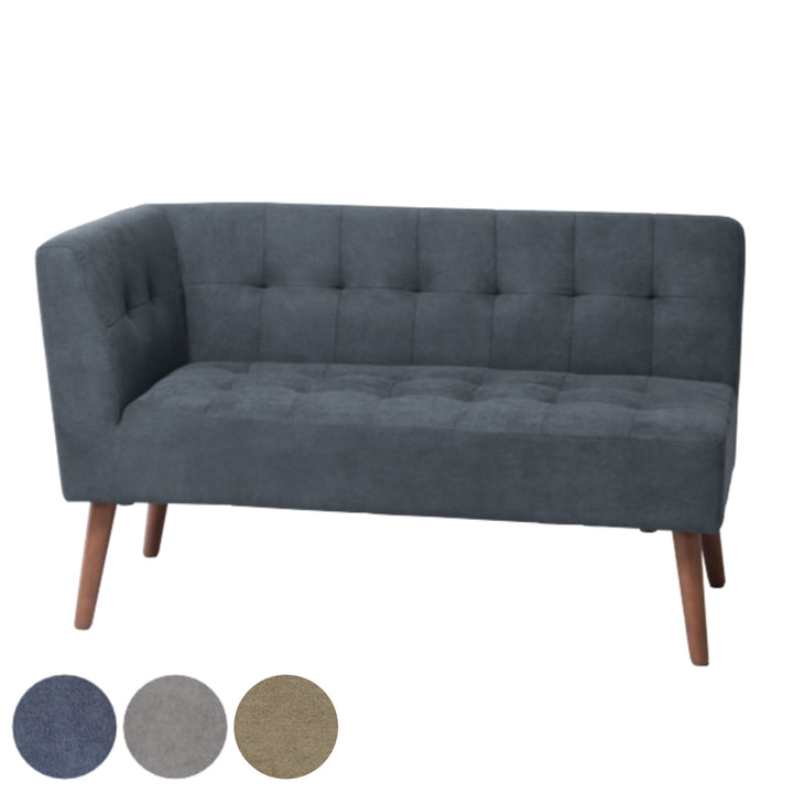 ソファミルド幅121cm右肘2人掛け木製ファブリックダイニングソファーひじ掛け片肘