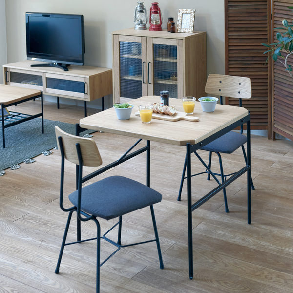 ダイニングテーブルグラム幅75cm木製天然木突板コンパクトスチール脚ダイニングテーブルつくえ