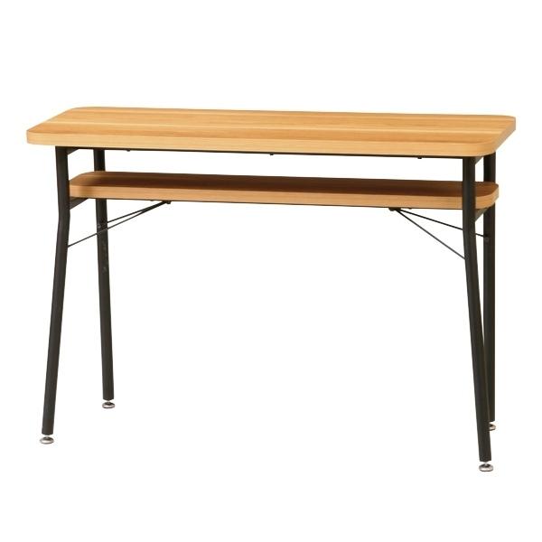 カウンターテーブル幅100cmミルドダイニングテーブルデスク木目調スチール脚棚ラック収納