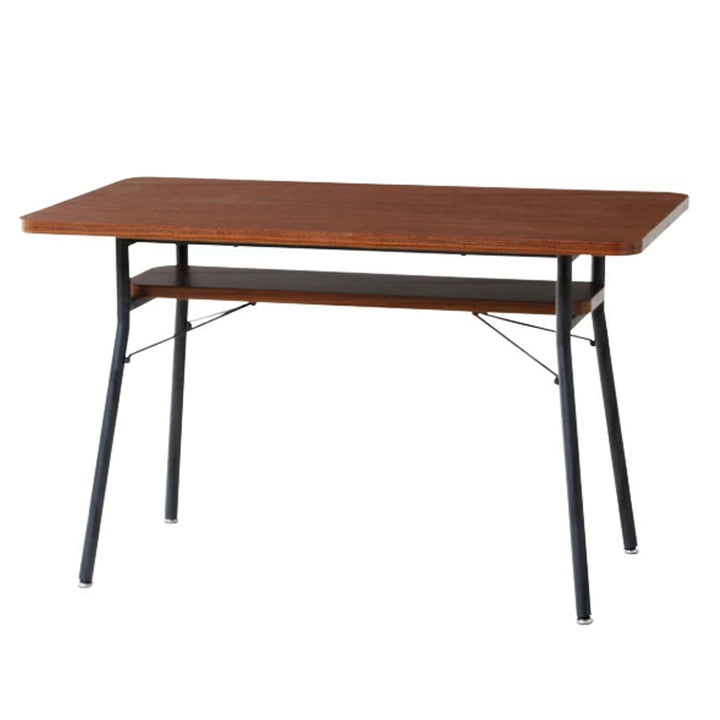 ダイニングテーブル幅110cmミルドダイニングテーブル木目調スチール脚棚ラック収納