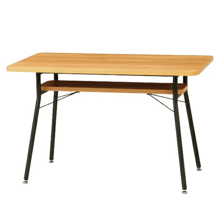 ダイニングテーブル幅110cmミルドダイニングテーブル木目調スチール脚棚ラック収納