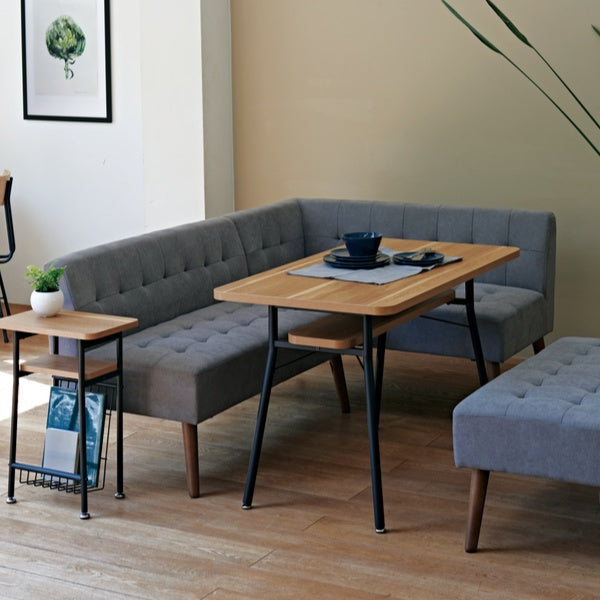 ダイニングテーブル幅110cmミルドダイニングテーブル木目調スチール脚棚ラック収納