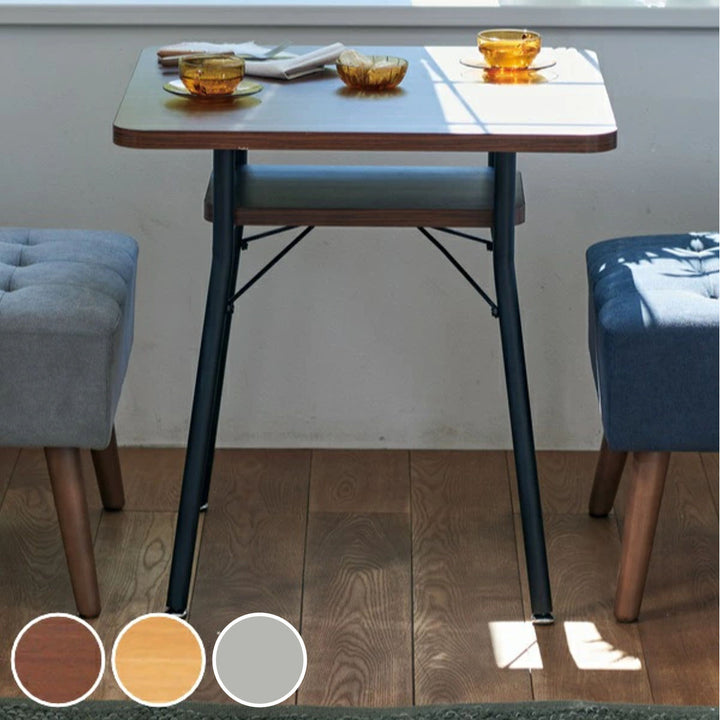 ダイニングテーブル幅65cmミルドダイニングテーブル木目調スチール脚棚ラック収納