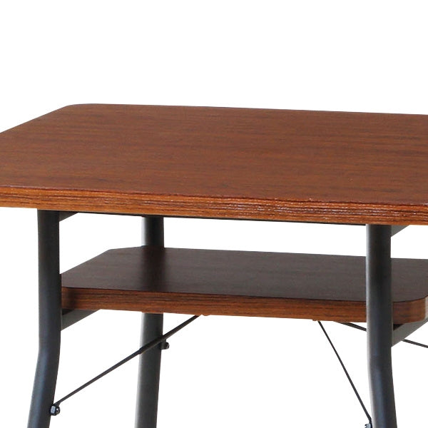 ダイニングテーブル幅65cmミルドダイニングテーブル木目調スチール脚棚ラック収納