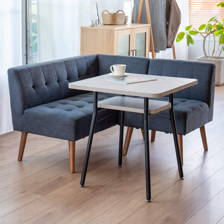 ダイニングテーブル幅65cmミルドダイニングテーブル木目調スチール脚棚ラック収納