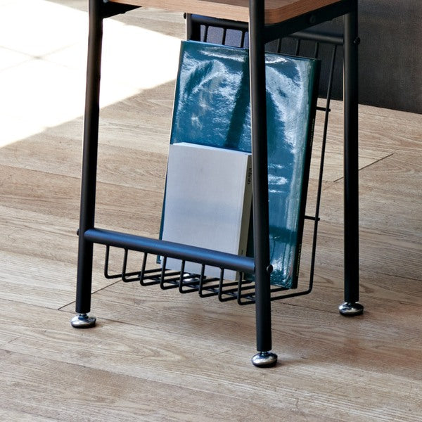 サイドテーブル高さ56cmミルドソファサイドベッドサイドテーブル木目調スチール脚棚ラック収納