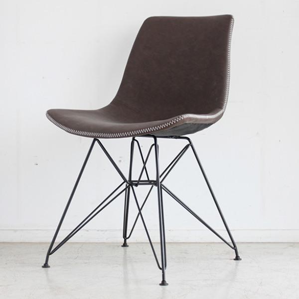 ダイニングチェア座面高45cmイームズチェアレザー調チェアスチール脚ステッチおしゃれリプロダクト