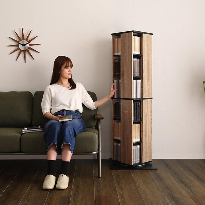 回転式コミックラック6段ブックシェルフ高さ137cm