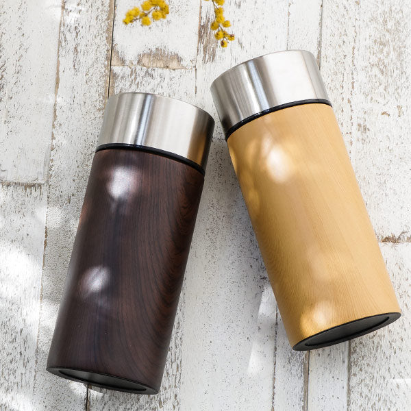 水筒マグ300ml木目調ステンレスサーモボトル直飲み
