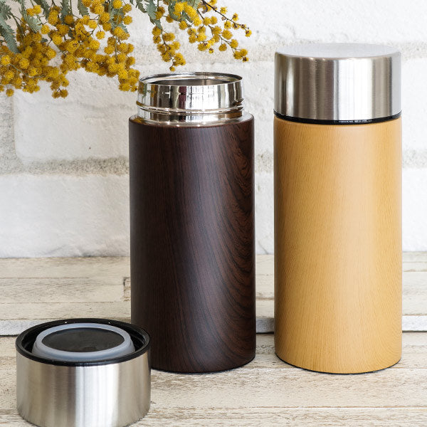 水筒マグ300ml木目調ステンレスサーモボトル直飲み