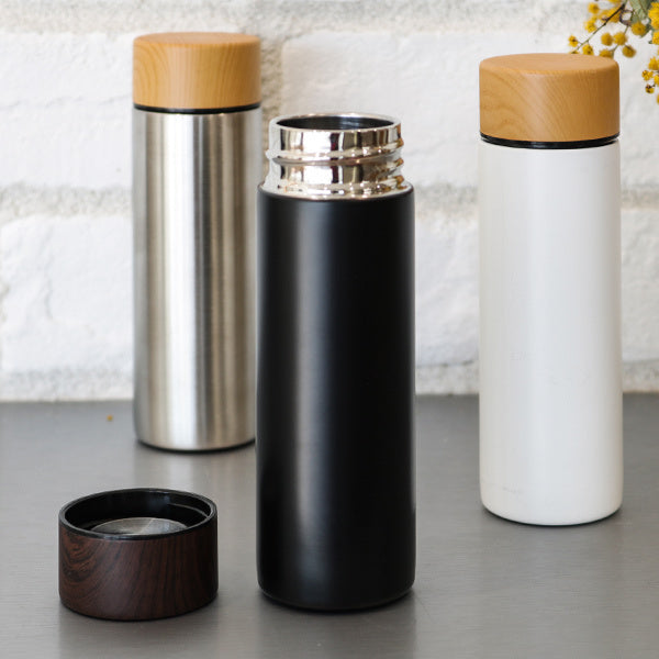 水筒マグミニ130ml木目調サーモステンレスボトル直飲み