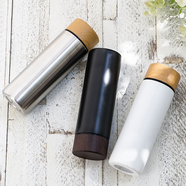 水筒マグミニ130ml木目調サーモステンレスボトル直飲み