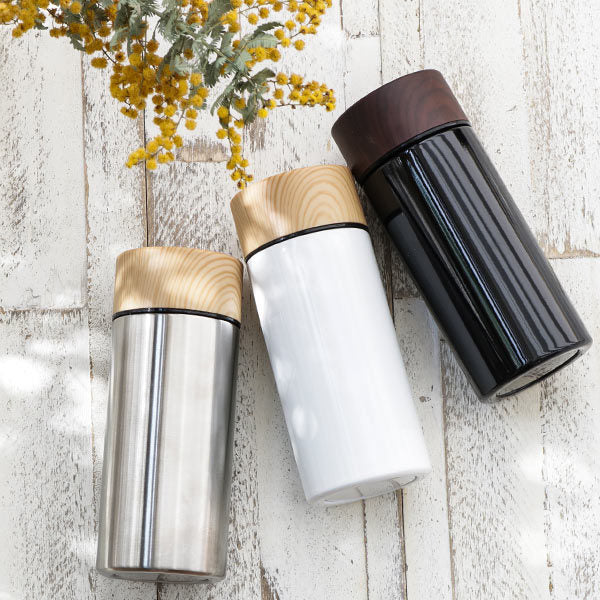 水筒マグ300ml木目調サーモステンレスボトル直飲み