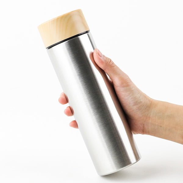 水筒マグ450ml木目調サーモステンレスボトル直飲み