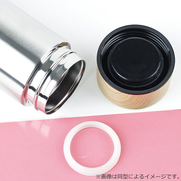 水筒マグ450ml木目調サーモステンレスボトル直飲み