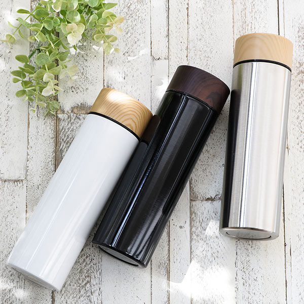 水筒マグ450ml木目調サーモステンレスボトル直飲み