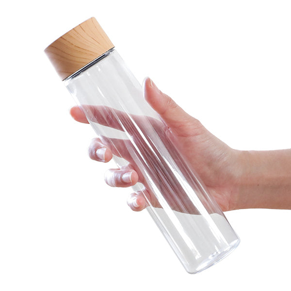 水筒マグ340ml木目調プラスチックスリムクリアボトル