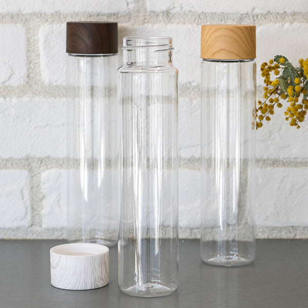 水筒マグ340ml木目調プラスチックスリムクリアボトル