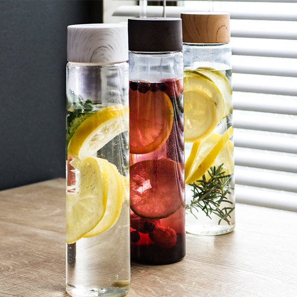 水筒マグ340ml木目調プラスチックスリムクリアボトル