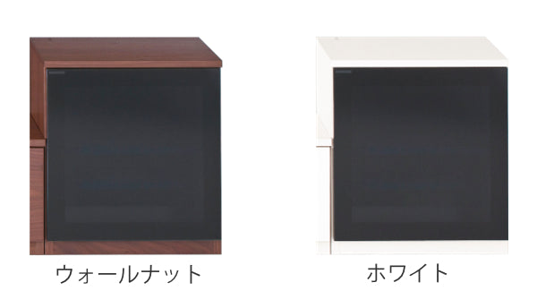 サイドキャビネット右開きブラックガラス扉エディス幅45cm