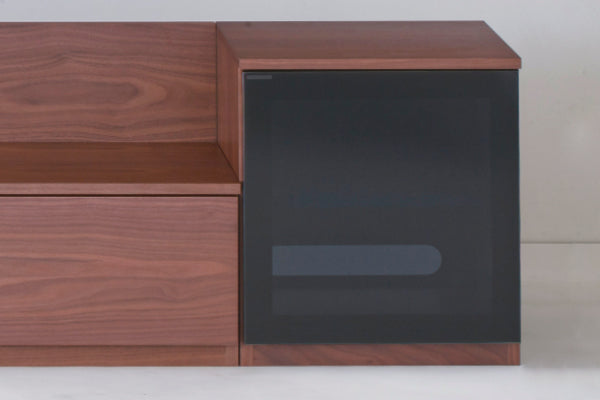 サイドキャビネット右開きブラックガラス扉エディス幅45cm