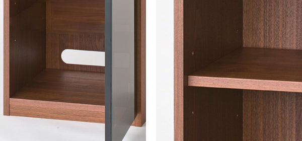 サイドキャビネット右開きブラックガラス扉エディス幅45cm