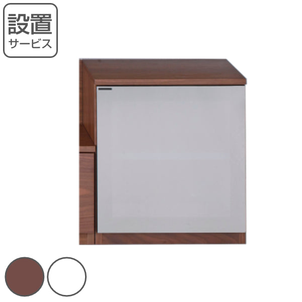 サイドキャビネット右開きハーフミラー扉エディス幅45cm