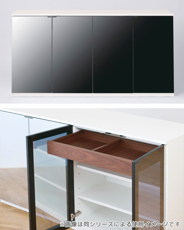 キャビネットリビング収納ブラックガラス扉エディス幅165cm