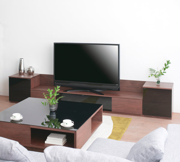 キャビネットリビング収納ブラックガラス扉エディス幅165cm