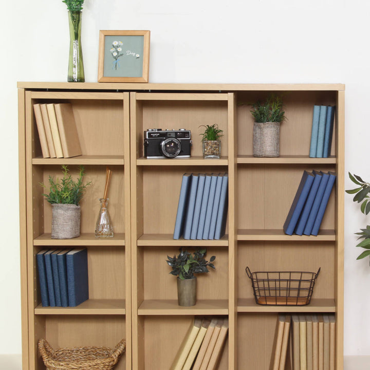 スライド本棚幅89cm4段ダブルスライド大容量収納