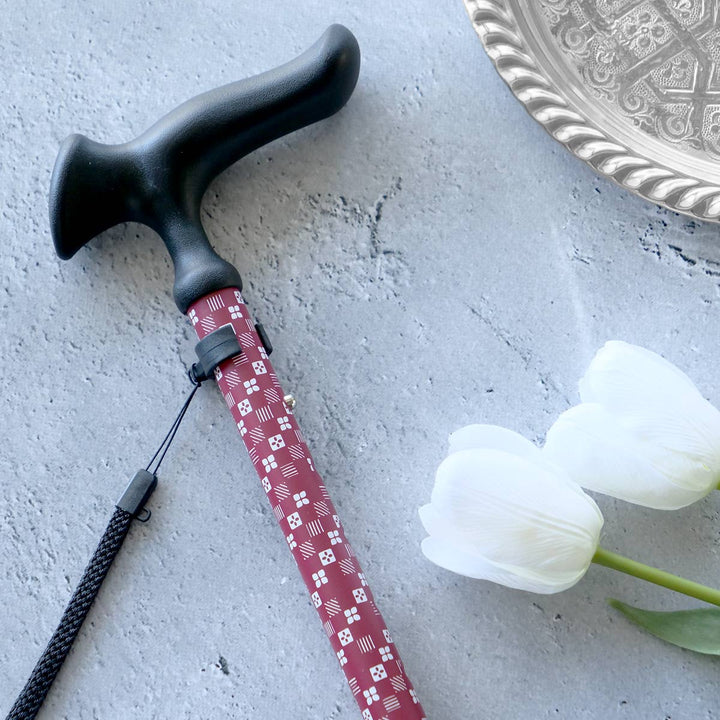 杖折りたたみ女性男性軽量おしゃれプレゼントカルガモE市松茜