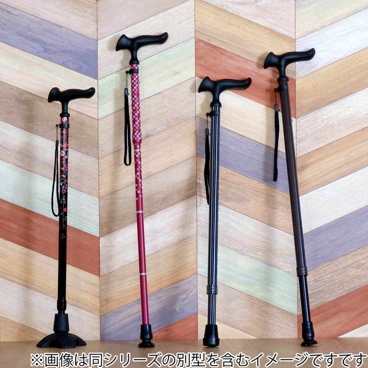 杖折りたたみ女性男性軽量おしゃれプレゼントカルガモE市松茜