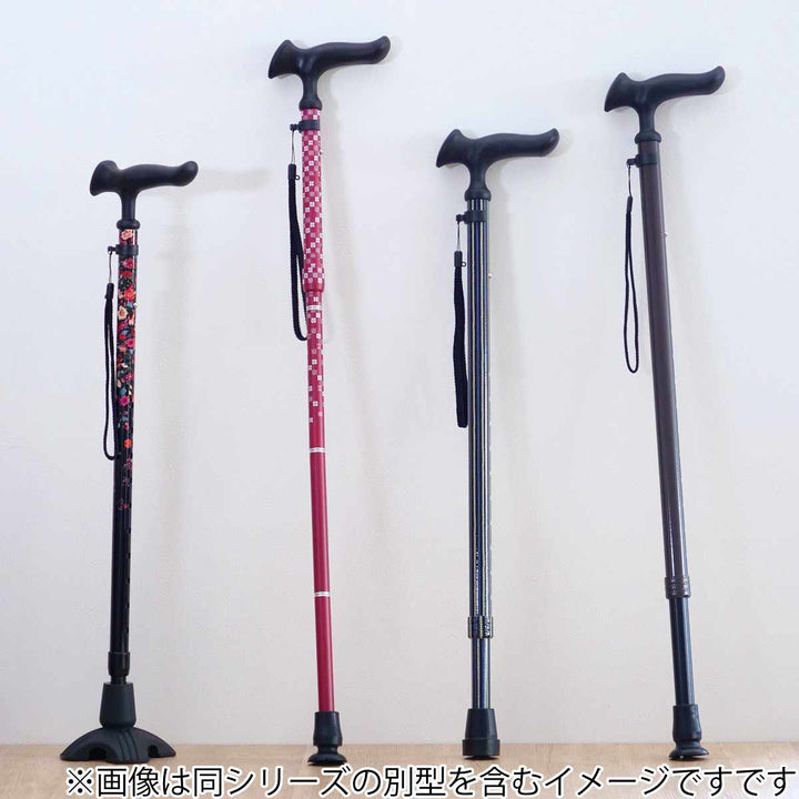 杖折りたたみ女性男性軽量おしゃれプレゼントカルガモE市松茜