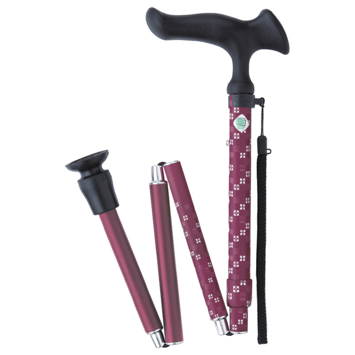 杖折りたたみ女性男性軽量おしゃれプレゼントカルガモE市松茜