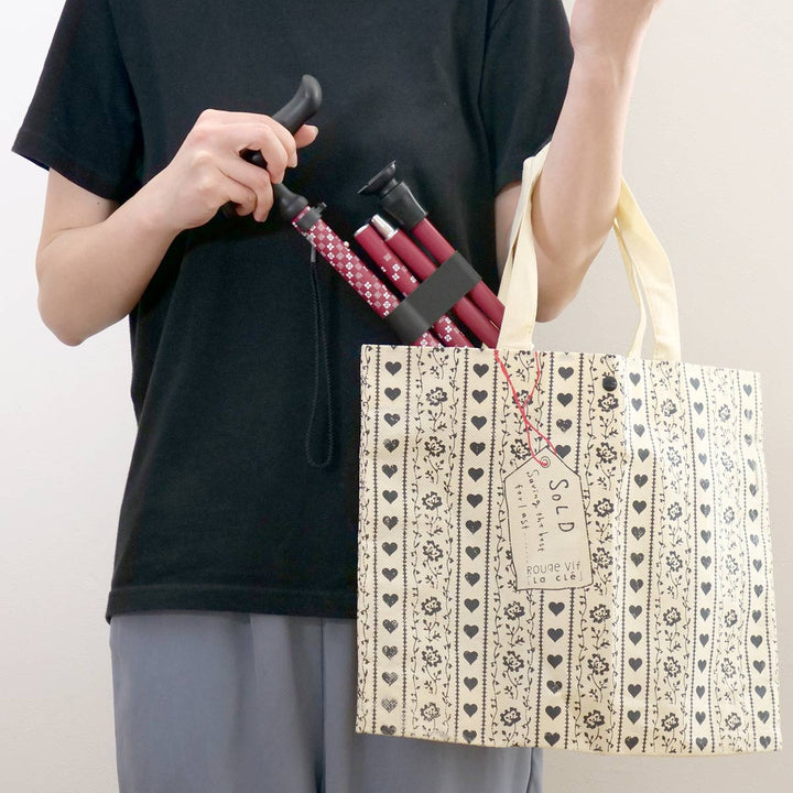 杖折りたたみ女性男性軽量おしゃれプレゼントカルガモE市松茜