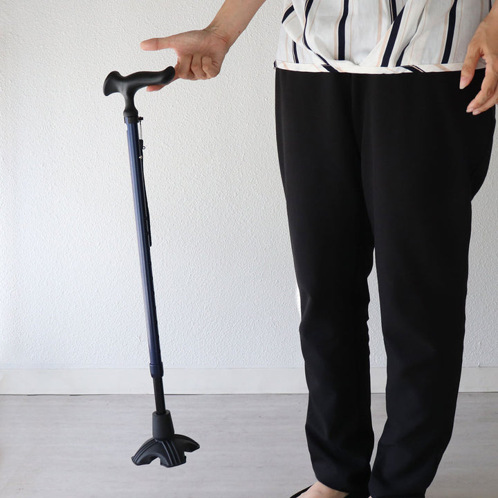 杖ステッキカルガモE4点DX伸縮男性女性自立式