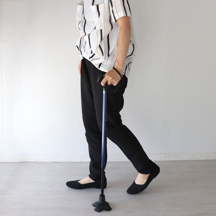 杖ステッキカルガモE4点DX伸縮男性女性自立式